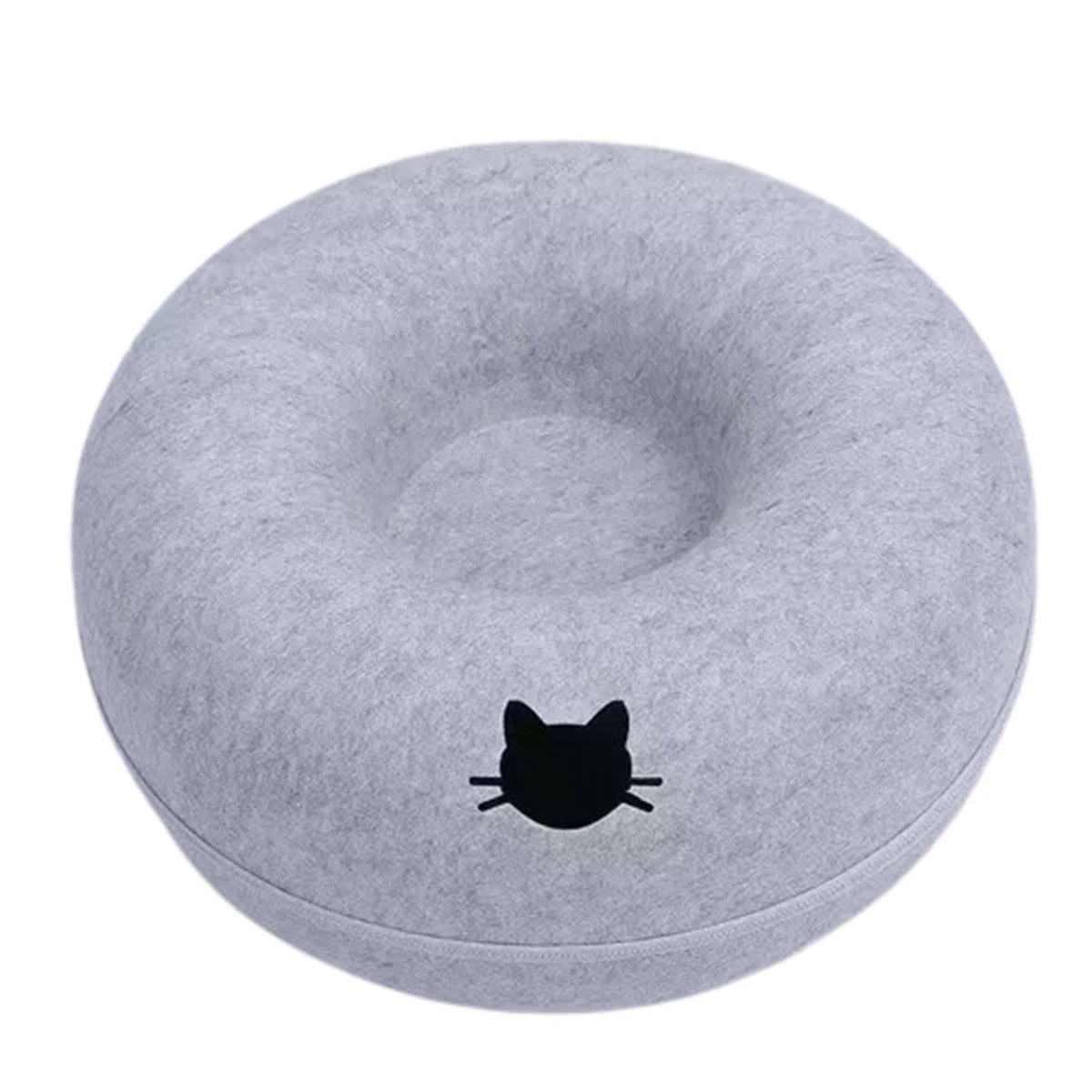 Nik's Felt Donut Cat Bed – 2-in-1 Tunnel & Hideaway, Zipper Design